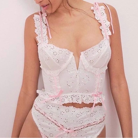 New! For Love and Lemons swirl eyelet lace bustier bra top white 10186 - Picture 5 of 12